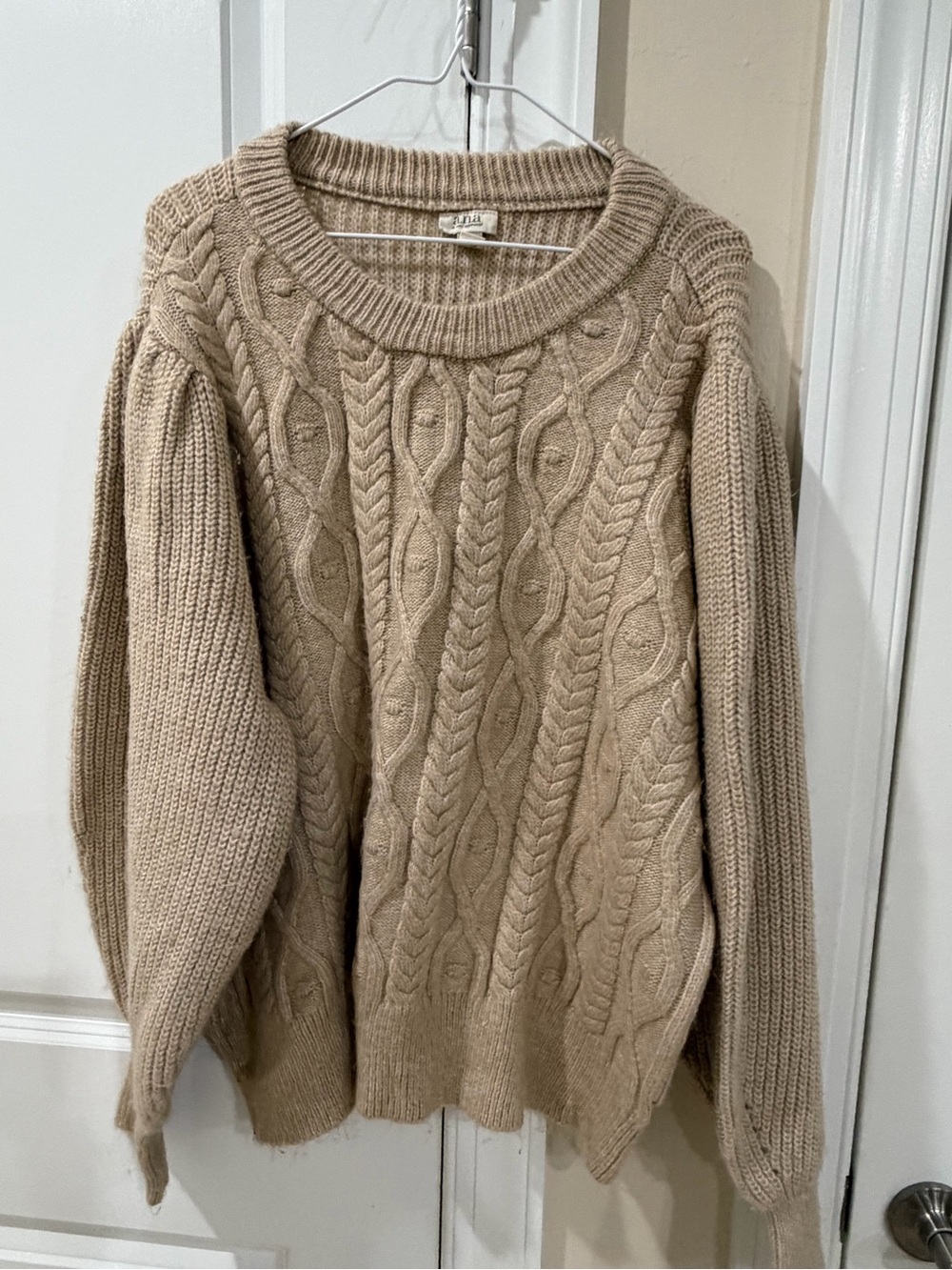 Ana Cable Knit Crewneck Sweater - Beige 2X